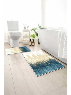 Monnhein 2 Li Banyo Paspası, Yumuşak Banyo Halısı, Kaymaz Tabanlı, Yıkanabilir - 60X100 - 50 X60