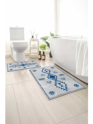 Monnhein 2 Li Banyo Paspası, Yumuşak Banyo Halısı, Kaymaz Tabanlı, Yıkanabilir - 60X100 - 50 X60