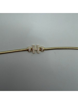 Mare Accessories Gold Taşlı H Harf Detaylı Bileklik