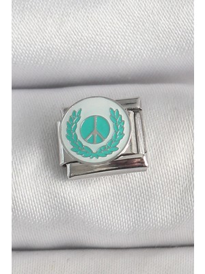 Pazarcan 316L Çelik Gümüş Renk Beyaz Barış Işareti Işlemeli Nomination Charm - TJ-BC1392