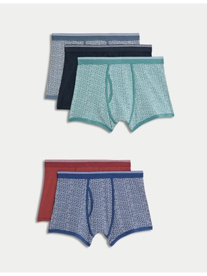 Marks & Spencer 5'li Pamuklu Cool & Fresh™ Desenli Boxer