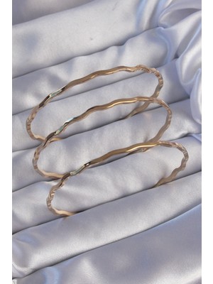 Pazarcan 316L Çelik Gold Renk Dalgalı Model Bilezik Seti - TJ-BB6177