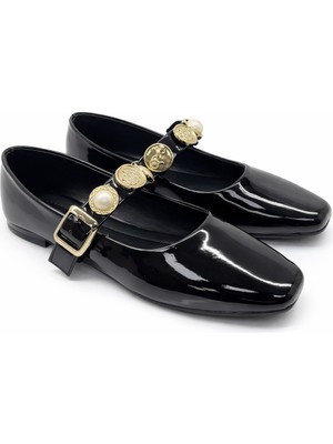 ModaFrato SH-300 Düz Turalı Babet Günlük Kadın Ayakkabı Mary Jane Ev Babeti