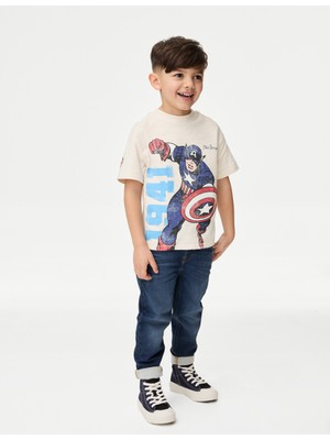 Marks & Spencer ​saf Pamuklu Captain America:trade_mark: Tişört - 2-8 Yaş​