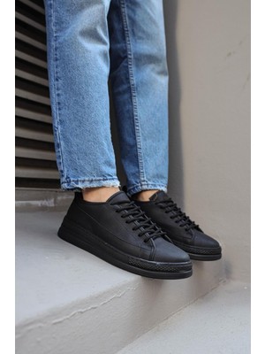 Pazarcan Sneakers Ayakkabı Siyah (Siyah Taban)