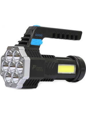 Starseven PS-3879 USB Şarj Göstergeli Şarj Edilebilir 7*xpe +Cob LED El Feneri