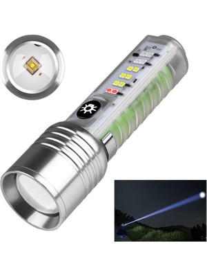 Starseven Profesyonel Tg LED Güçlü 8 Modlu Type-C 1000 Lümen Polis Çakarlı Şarjlı El Feneri