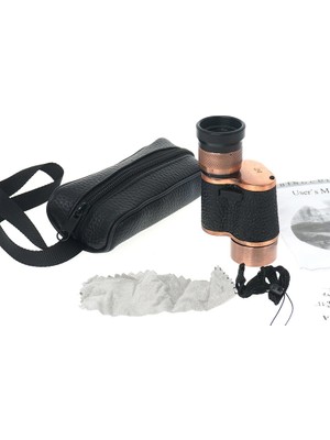 Starseven 6X24 Baıgısh, Askeri Tarzi Pirinç ve Deri Kaplamalı, Deri Çantalı Monocular Dürbün Princ