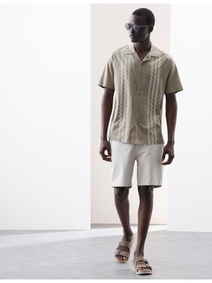 Marks & Spencer Saf Pamuk Zincir Desenli Gömlek