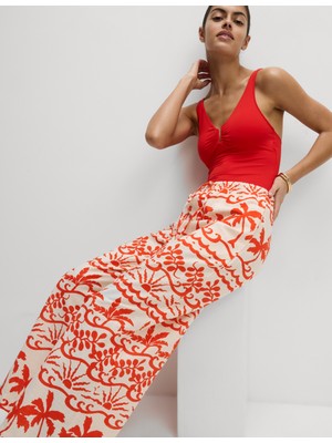 Marks & Spencer Saf Pamuklu Desenli Plaj Pantolonu