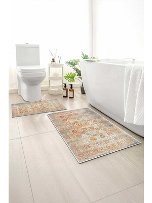 Monnhein 2 Li Banyo Paspası, Yumuşak Banyo Halısı, Kaymaz Tabanlı, Yıkanabilir - 60X100 - 50 X60