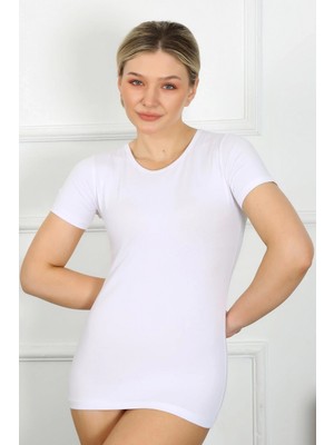 MiraLive Miray- Bayan Kısa Kol Body Beyaz