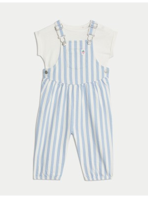 Marks & Spencer 2’li Saf Pamuk Çizgili Tulum (0–3 Yaş)