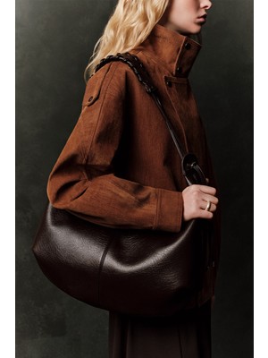 Manuka Örgü Detaylı Tote Çanta Acı Kahve