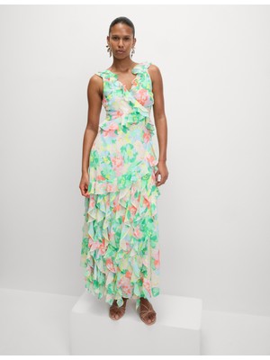 Marks & Spencer Fırfırlı Kruvaze Şifon Elbise