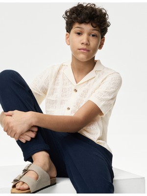 Marks & Spencer Saf Pamuklu Ince Örgü Nakışlı Gömlek (6–16 Yaş)