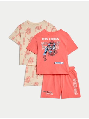 Marks & Spencer 2’li Paket Saf Pamuklu Spider‑Man:trade_mark: Kısa Kollu Pijama Takımı (2–8 Yaş)
