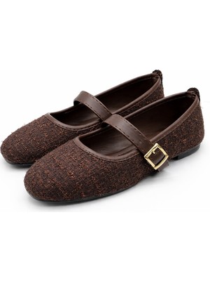 ModaFrato SH-200 Tiftikli Düz Babet Günlük Kadın Ayakkabı Mary Jane Ev Babeti