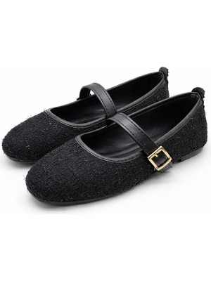 ModaFrato SH-200 Tiftikli Düz Babet Günlük Kadın Ayakkabı Mary Jane Ev Babeti