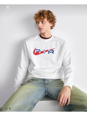 Nike Sportswear Swoosh Air Graphic Fleece Crew-Neck Beyaz Erkek Sweatshirt FN7692-100