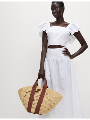 Marks & Spencer Keten Karışımlı Regular Fit Crop Top