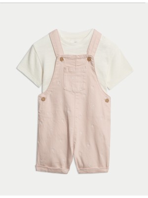 Marks & Spencer Pamuk Karışımlı Işlemeli Salopet Takım (0–2 Yaş)