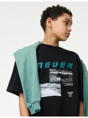Marks & Spencer Saf Pamuklu Grafik Baskılı Tişört (6-16 Yaş)