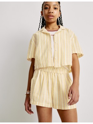 Marks & Spencer Saf Pamuklu Şeritli Şort (6-16 Yaş)