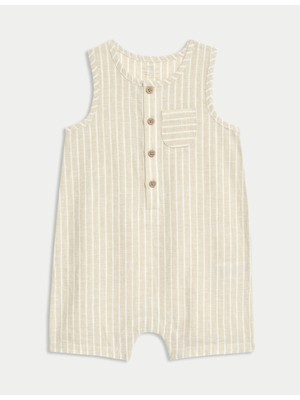 Marks & Spencer Pamuk Karışımlı Çizgili Askılı Tulum (0–3 Yaş)