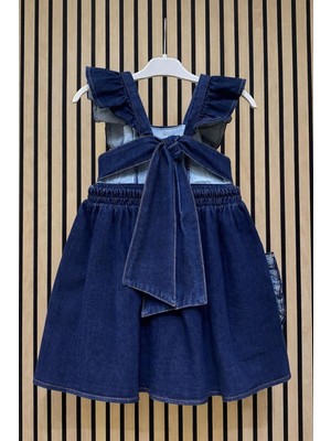 NerKids Kız Çocuk Omuz Detaylı Kot Elbise