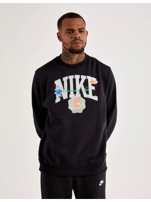 Nike Sportswear College Sports Graphic Fleece Siyah Erkek Sweatshirt DR8033-010
