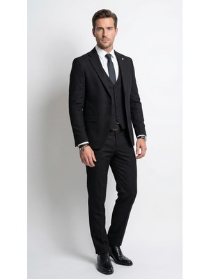 Plus Scorpion Erkek Klasik Slim Fit Armürlü Kumaş Tek Düğmeli Çift Yırtmaçlı Klasik Yaka Takım Elbise 7  Drop