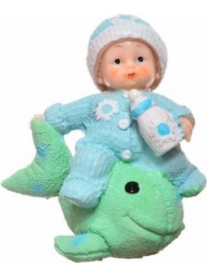 MiraLive Decotown Hediyelik Sevimli Mavi Bebek Biblo Polyester Süs Eşyası