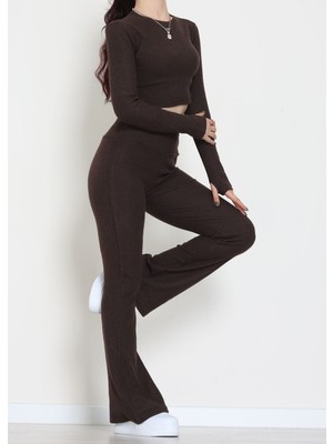 f.kereci Raporlu Ribana Likralı Vücuda Oturan Ikili Takım – Açık Kahve