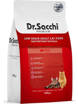 Hepta Collection Dr.sacchi Premium Düşük Tahıllı Sığır Etli Yetişkin Kedi Maması 1 kg