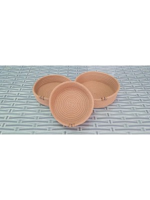 Hepta Collection Ev Banyo 3 Adet Kahve Yuvarlak Jüt Kordon Halat Ip Örme Sepet Dekoratif Düzenleyici Organizer