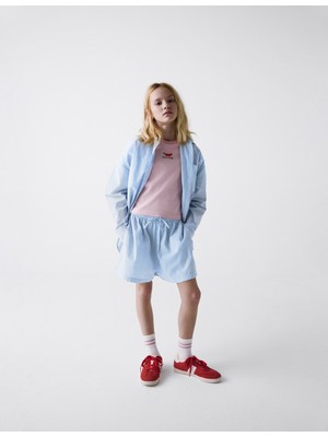 Marks & Spencer Saf Pamuklu Çizgili Şort - 6-16 Yaş