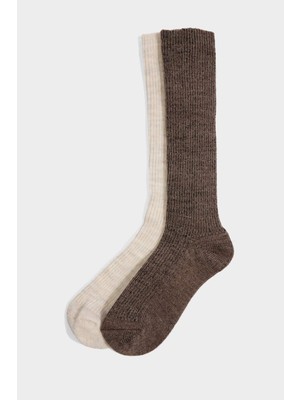DeFacto Kadın 2'li Diz Altı Çorap F8881AXNS
