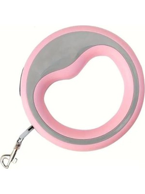 Hepta Collection Yuvarlak Şeritli Otomatik Köpek Gezdirme Tasması 2.5 Metre 20 kg Pembe