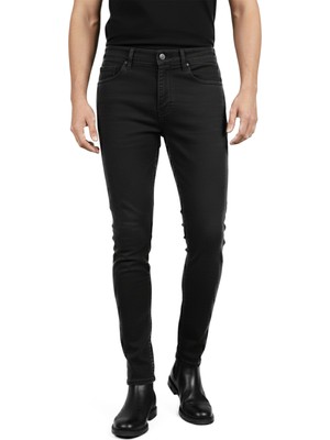 Deepsea Likralı Dar Kesim Taşlanmış Siyah Kot Pantolon Slim Fit Erkek Jean 2608301