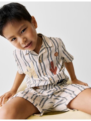Marks & Spencer 2'li Saf Pamuklu Çizgili Üst ve Alt Takımı (2-8 Yaş)