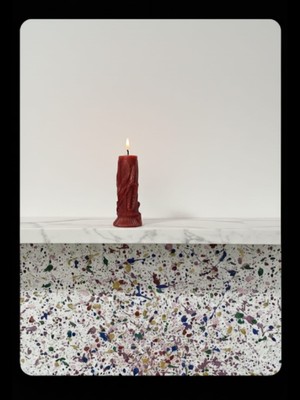 El Yapımı Dantel Sütun Desenli Doğal Baton Mum