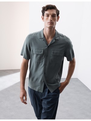 Marks & Spencer Keten Karışımlı Cuban Yaka Gömlek​