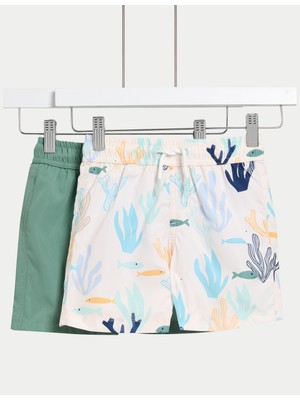 Marks & Spencer 2'li Deniz Manzaralı Erkek Çocuk Deniz Şortu (2–8 Yaş)