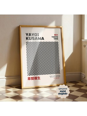 Persona Istanbul Yayoi Kusama "tokyo 1998" - Siyah Beyaz Damalı Desen Modern Sanat Posteri (Çerçevesiz)