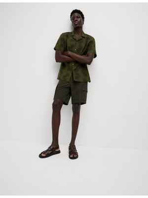 Marks & Spencer Küba Yaka Desenli Keten Gömlek