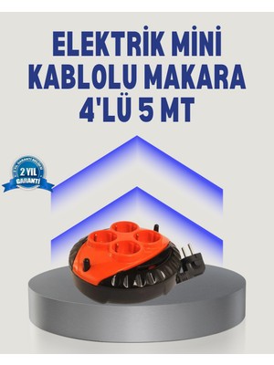 5 Metre Uzatma Kablolu 4 Prizli Makara Kırmızı