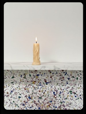 El Yapımı Dantel Sütun Desenli Doğal Baton Mum