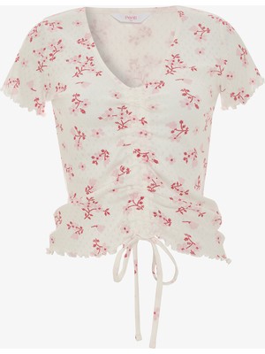 Penti Pembe Blossom Pointel Tişört Pijama Üstü