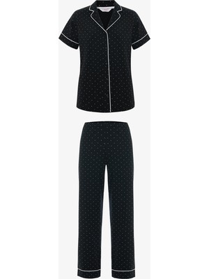 Penti Siyah Polka Dot Gömlek Pantolon Pijama Takımı